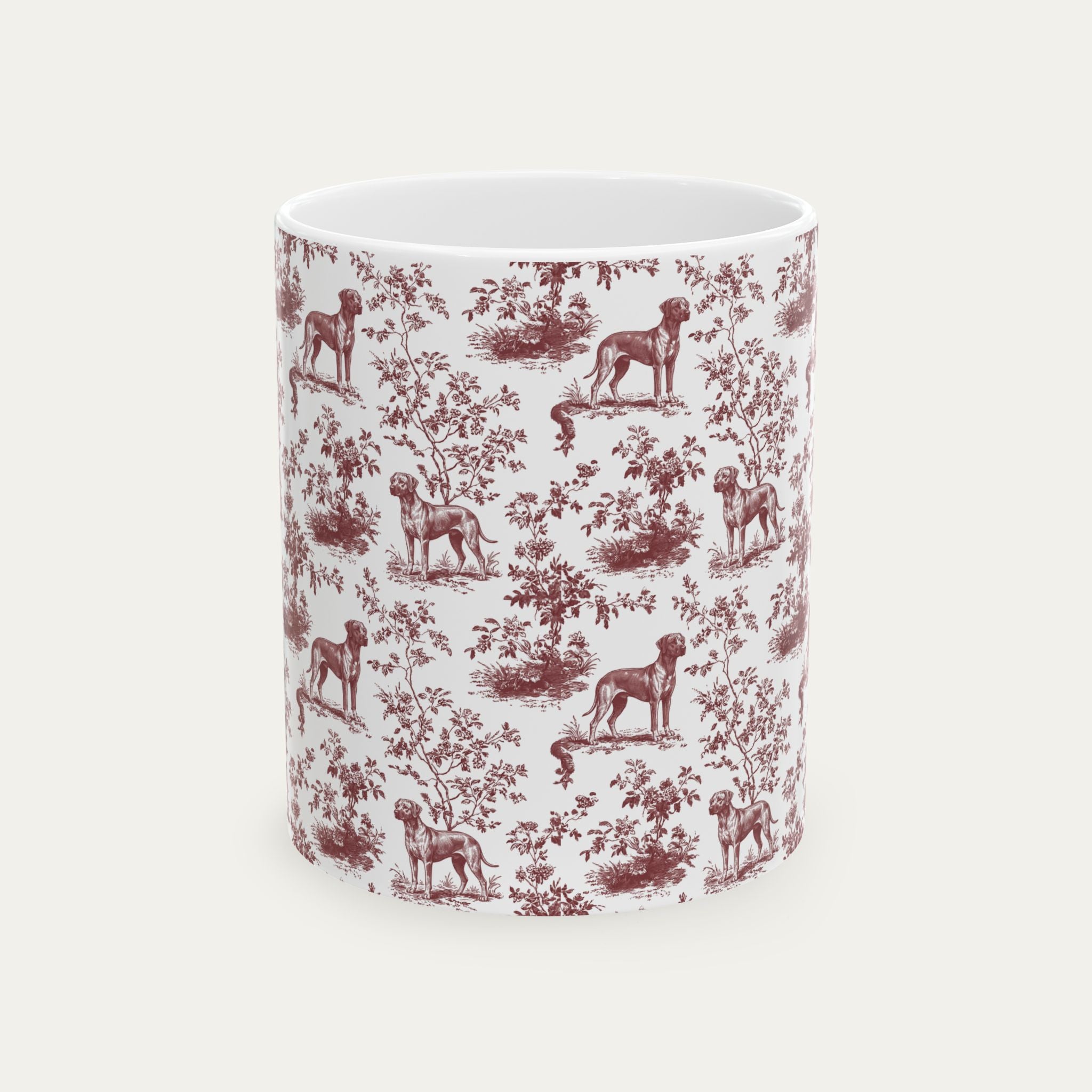 Rhodesian Ridgeback Burgundy Toile Mug