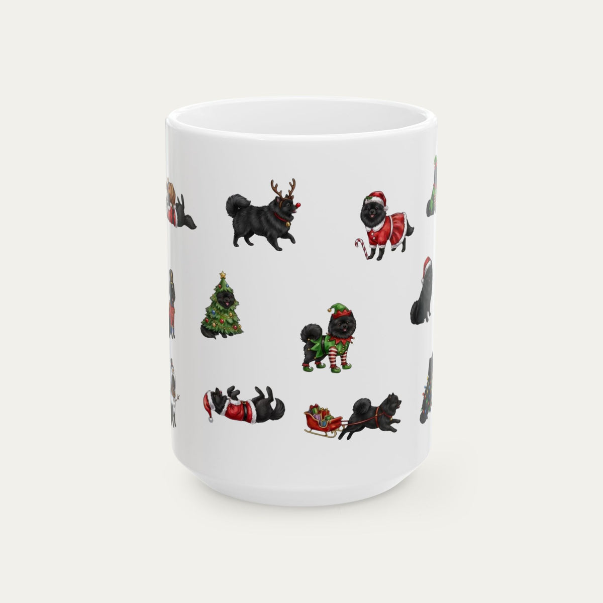 Pomeranian Black Christmas Mug