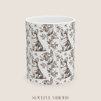 Corgi Toile De Jouy Mug