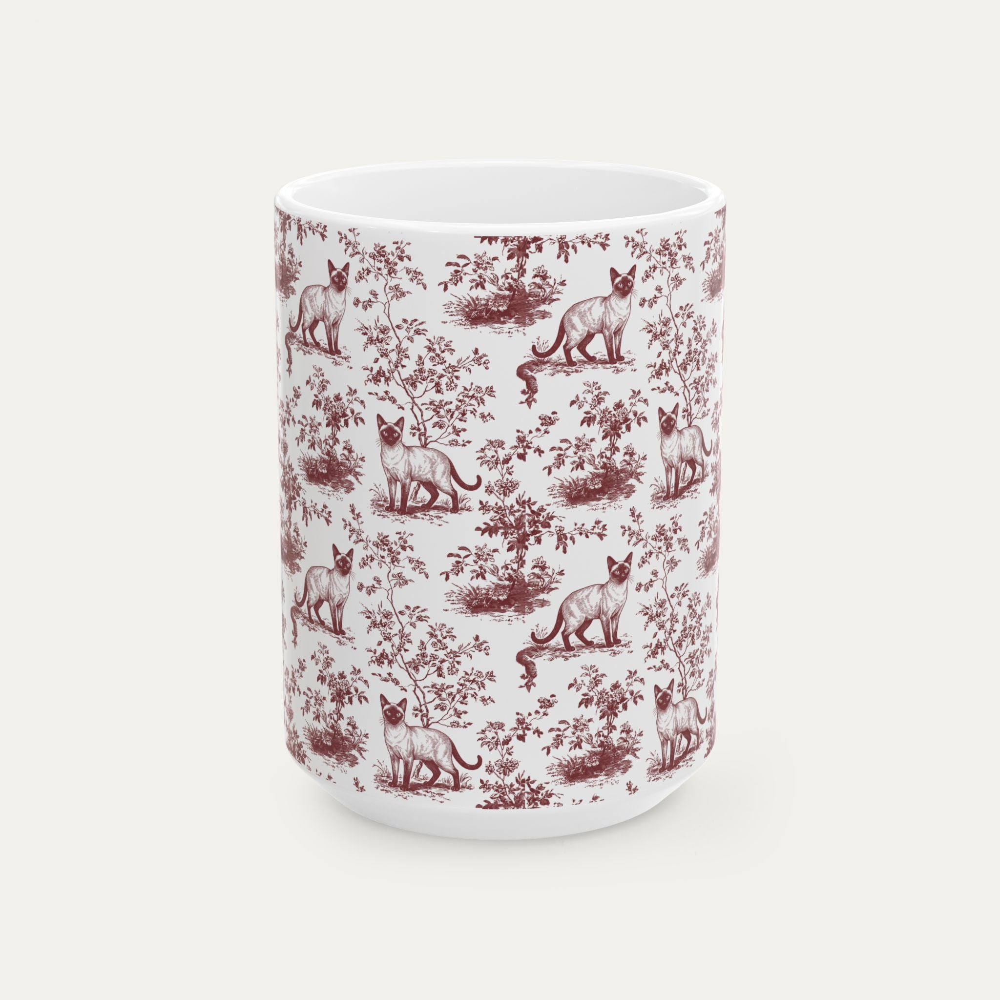 Siamese Cat Burgundy Toile Mug