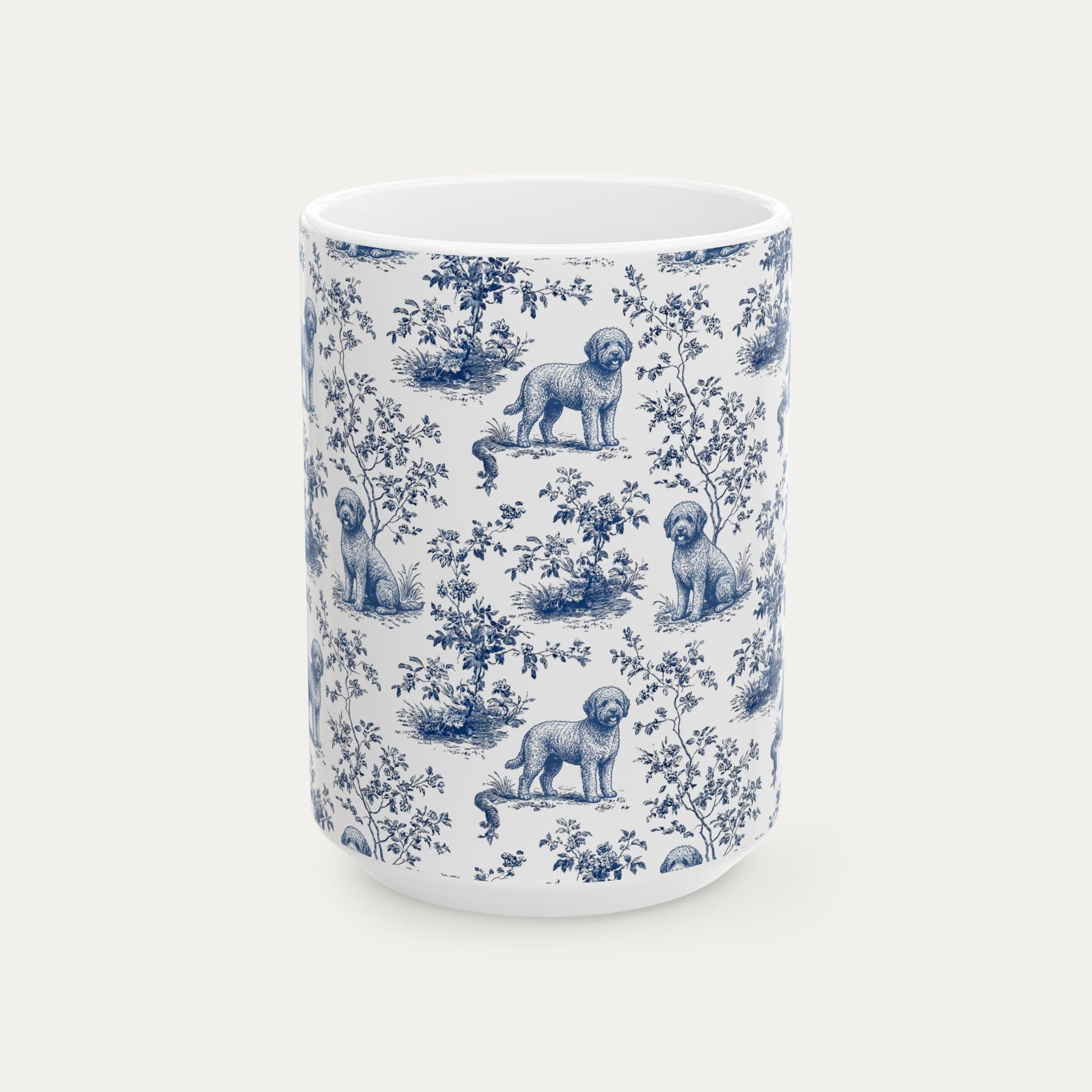 Spanish Water Dog Blue Toile Mug