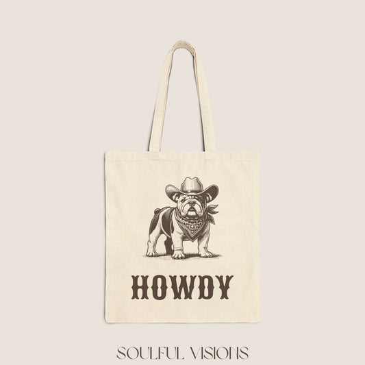 Howdy English Bulldog Tote Bag