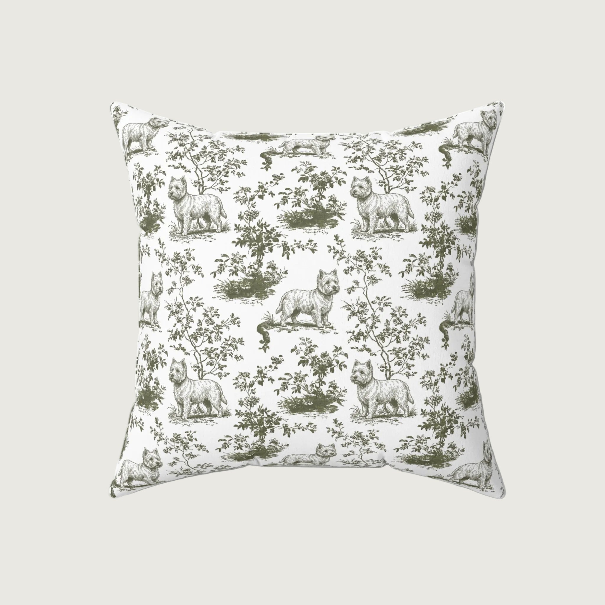 Dog Sage Green French Toile Pillow