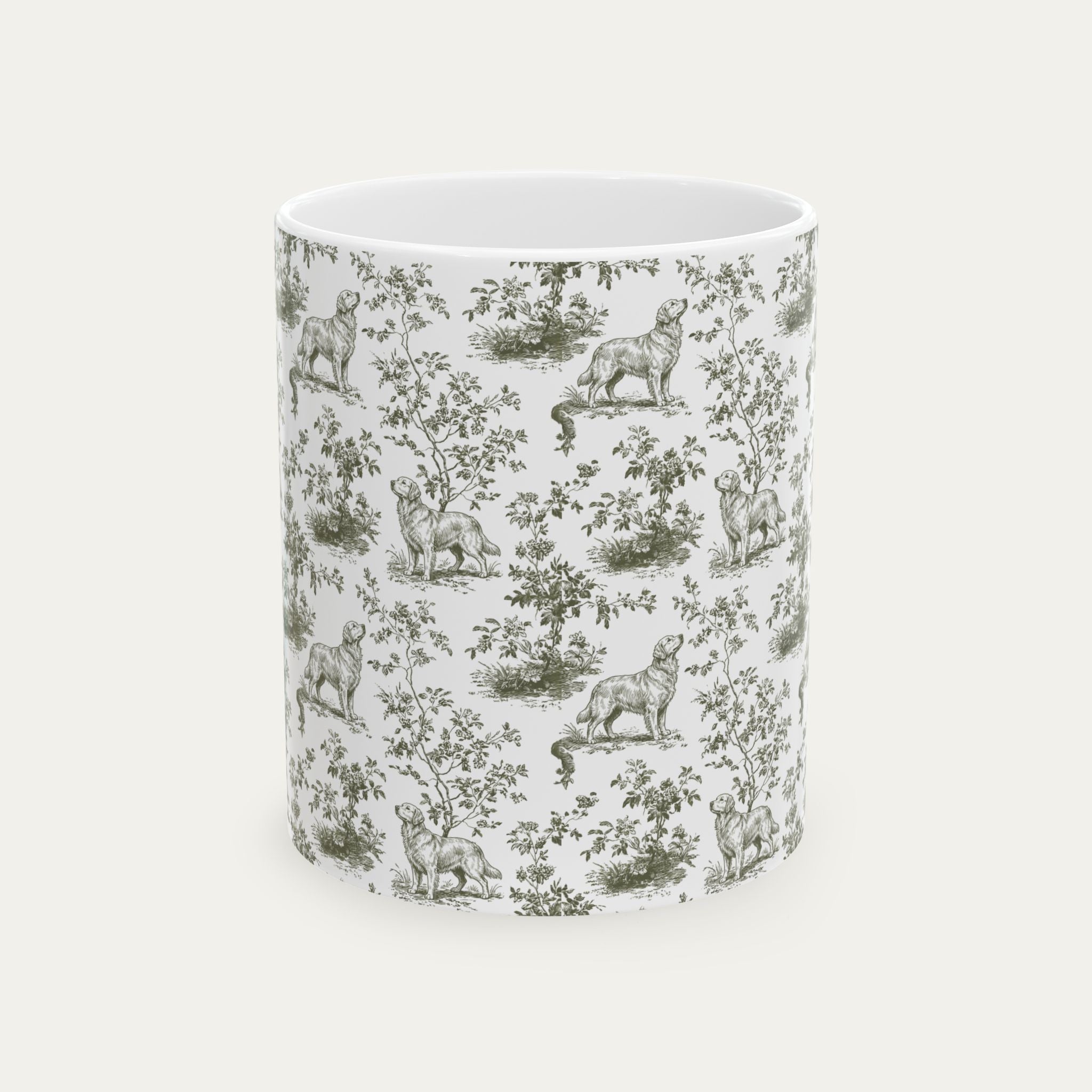 Golden Retriever Sage Green Toile Mug