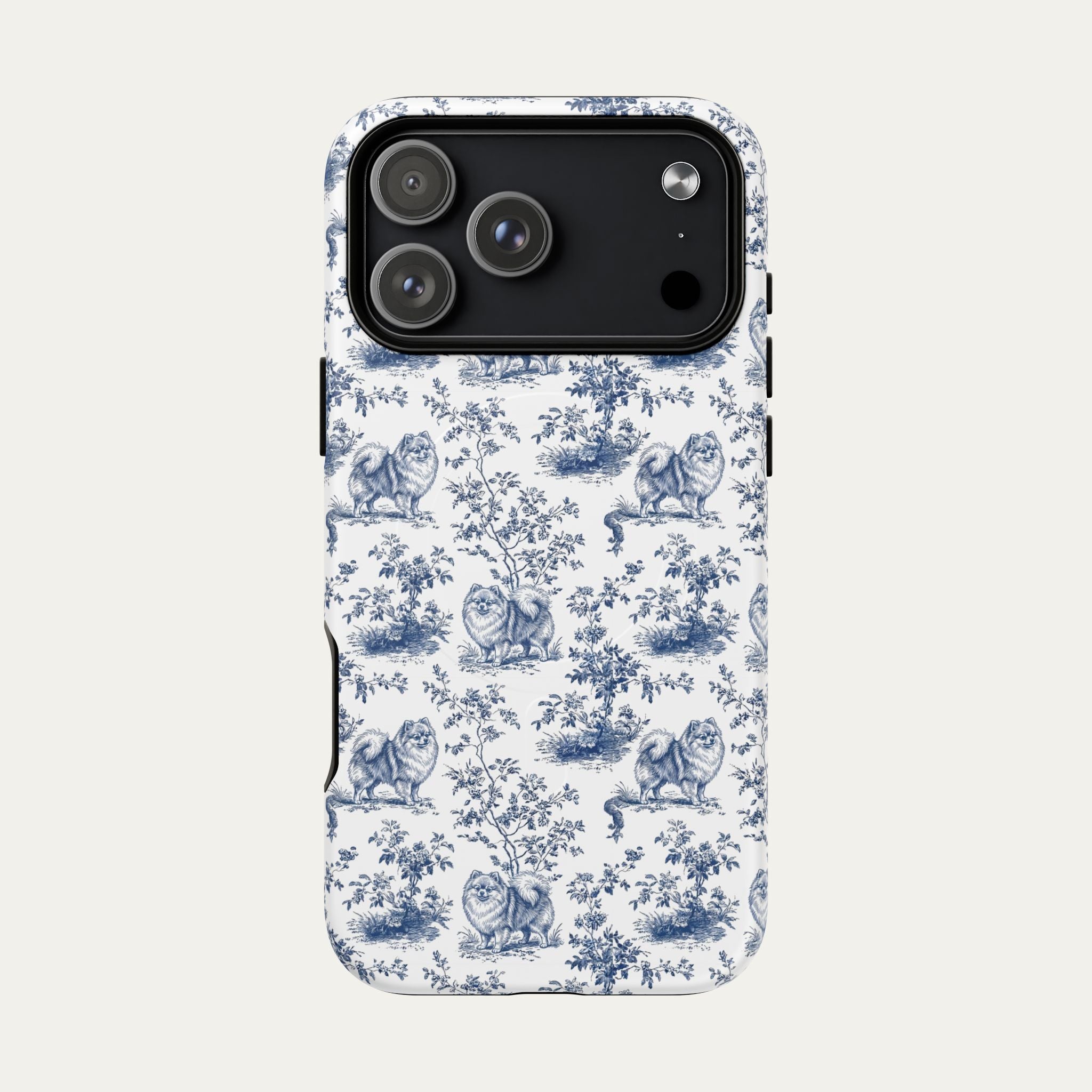 Pomeranian Blue Toile Phone case