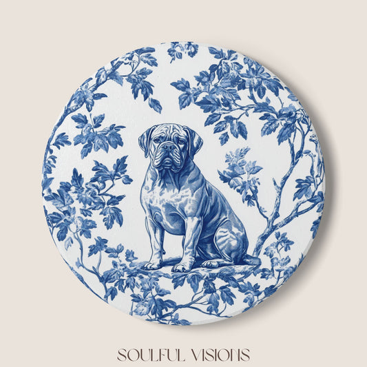 Dogue de Bordeaux Ceramic Coaster French Toile
