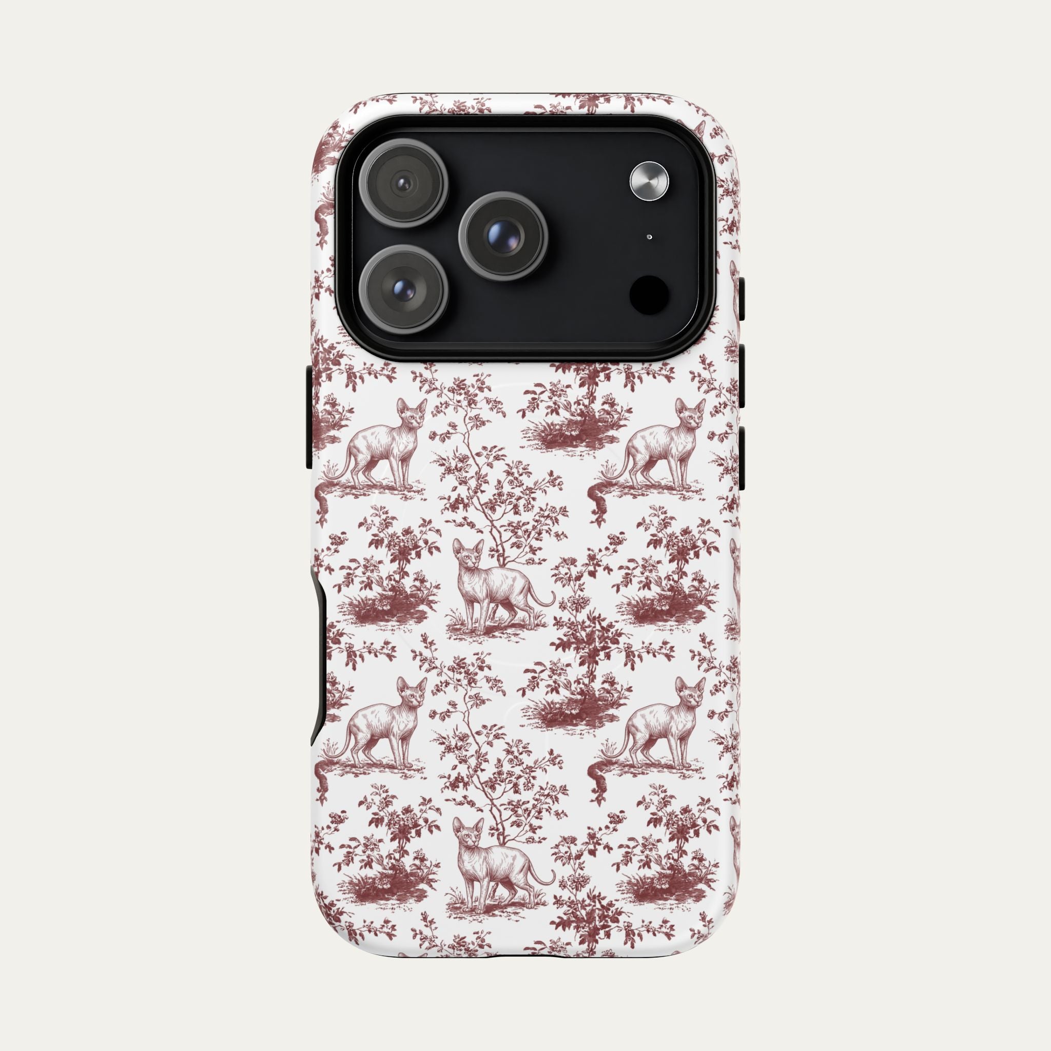 Sphynx Cat Burgundy Toile phone Case