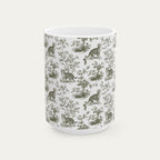Tabby Cat Sage Green Toile Mug