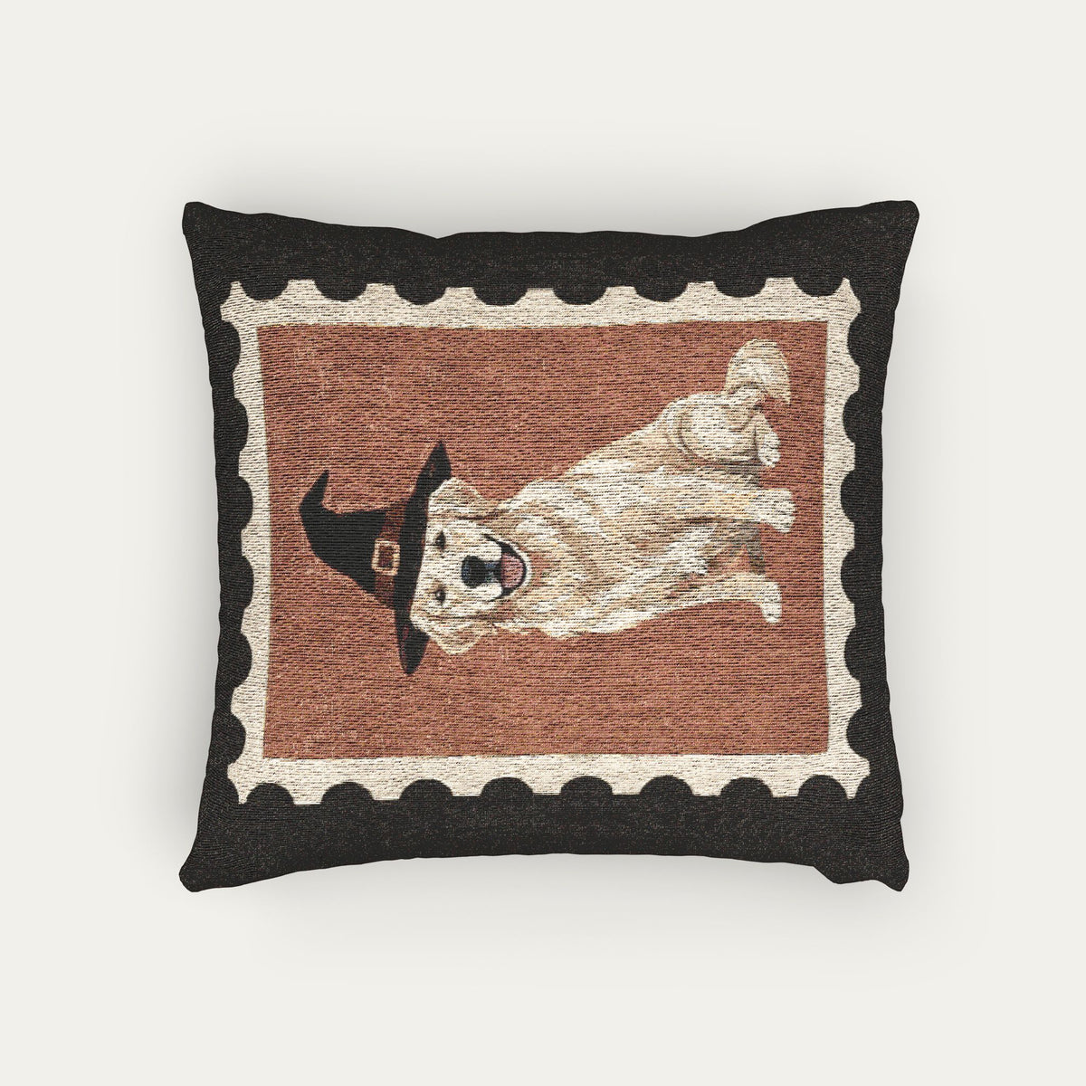 Golden Retriever Cream Halloween Woven Pillow