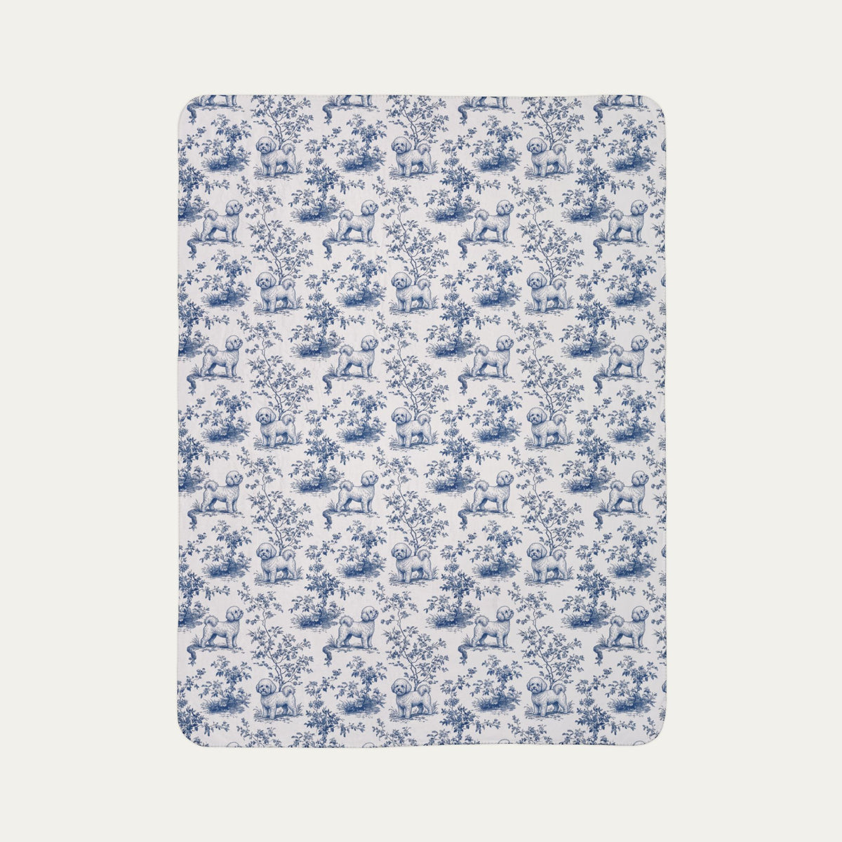 Bichon frise Toile De Jouy Fleece Blanket