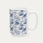 Tabby Cat Blue Toile Mug
