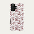 Poodle Burgundy Toile phone Case
