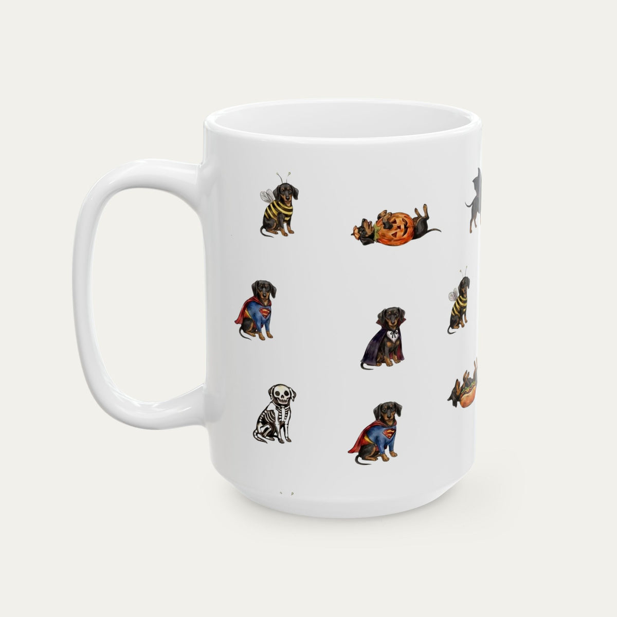 Dachshund SH Black and Tan Halloween mug