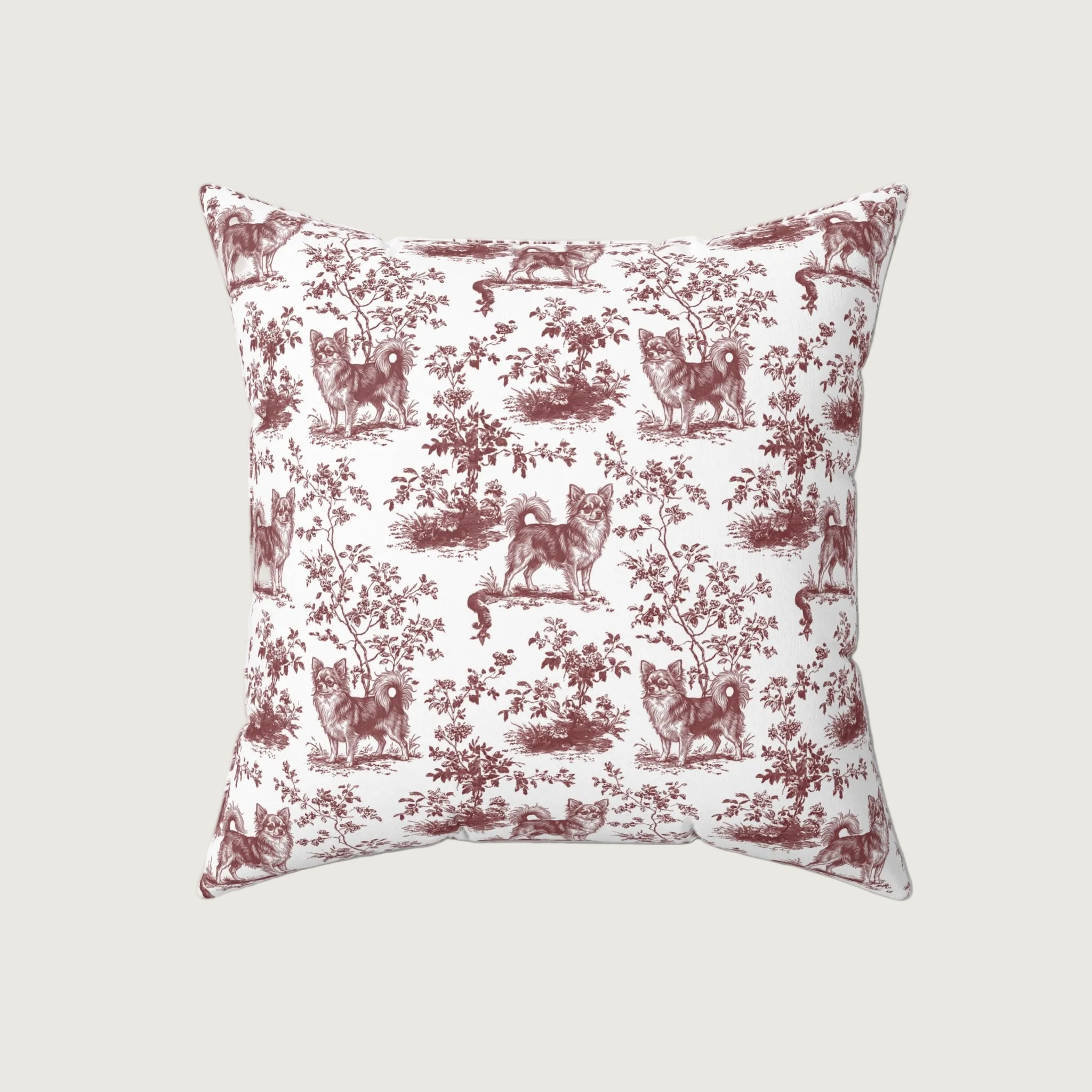 Dog Burgundy French Toile Pillow