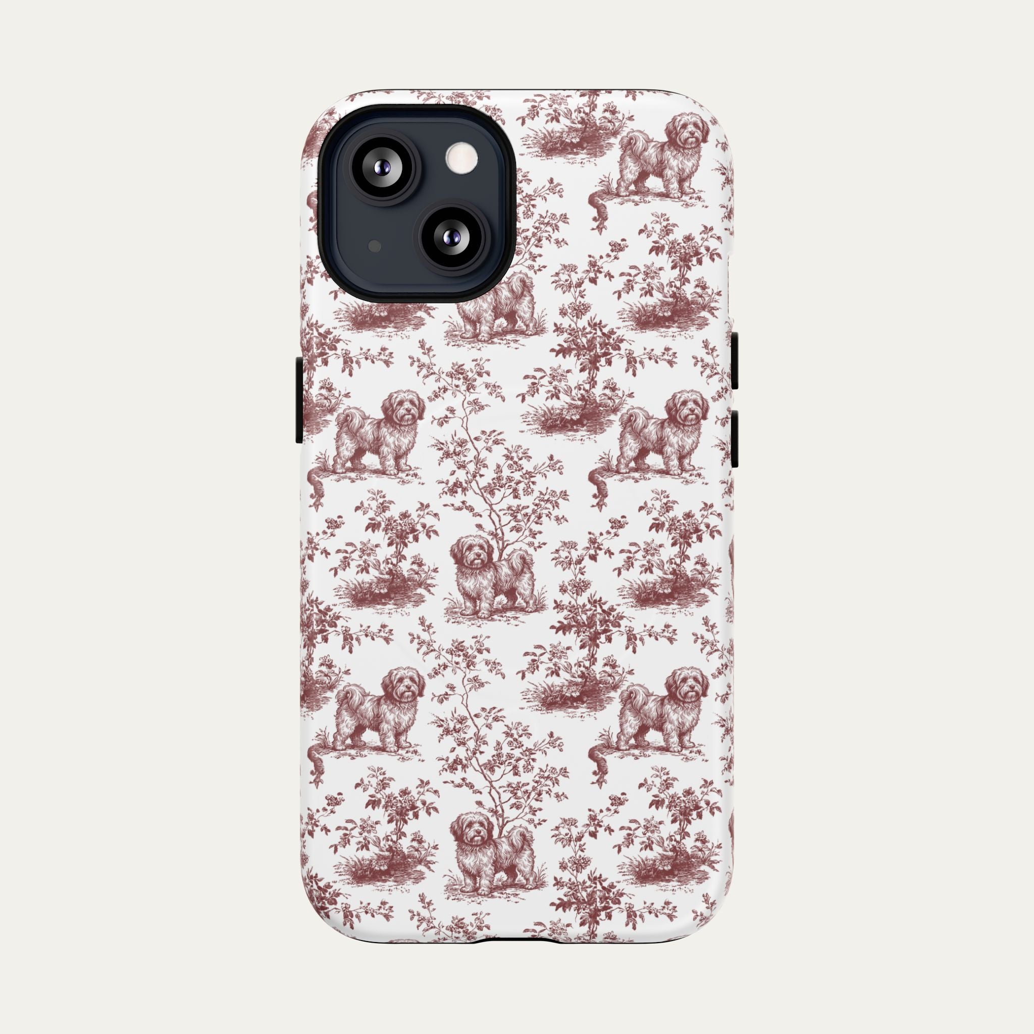 Havanese Burgundy Toile phone Case