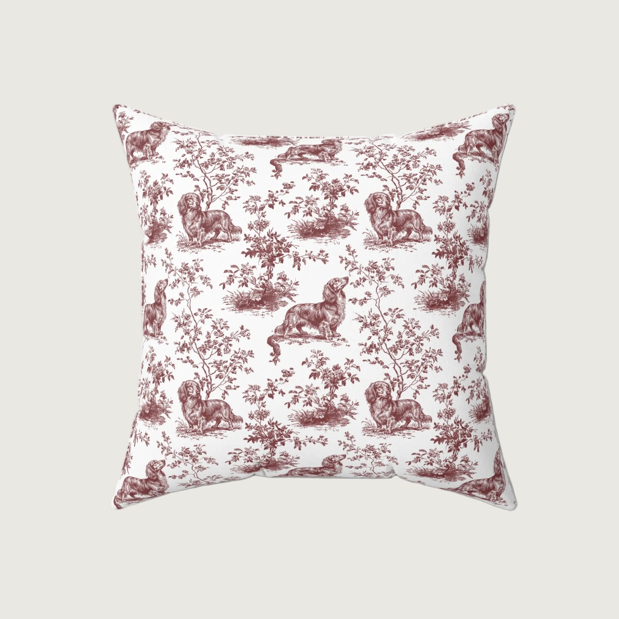 Dog Burgundy French Toile Pillow