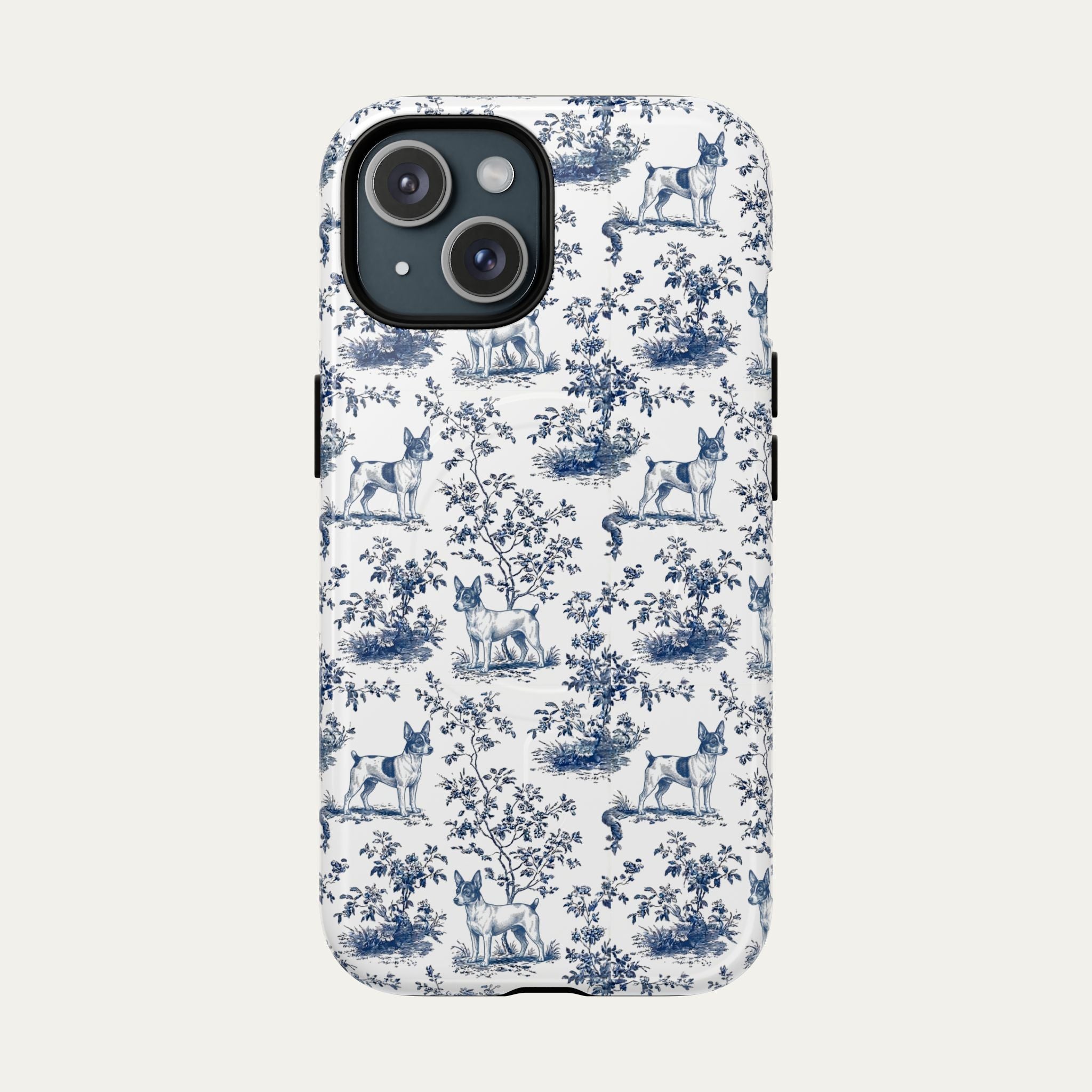 Toy Fox Terrier Blue Toile Phone case