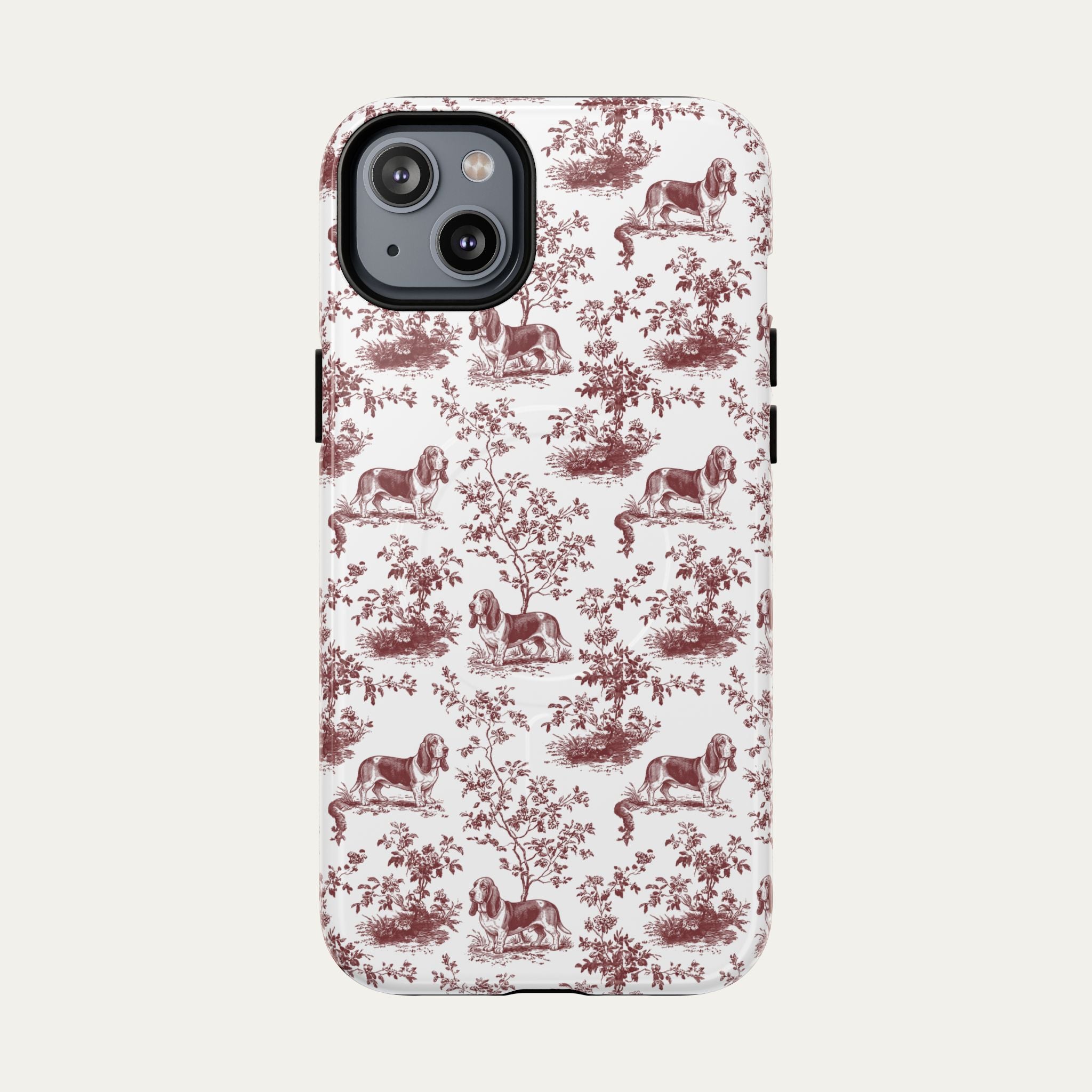 Basset Hound Burgundy Toile phone Case