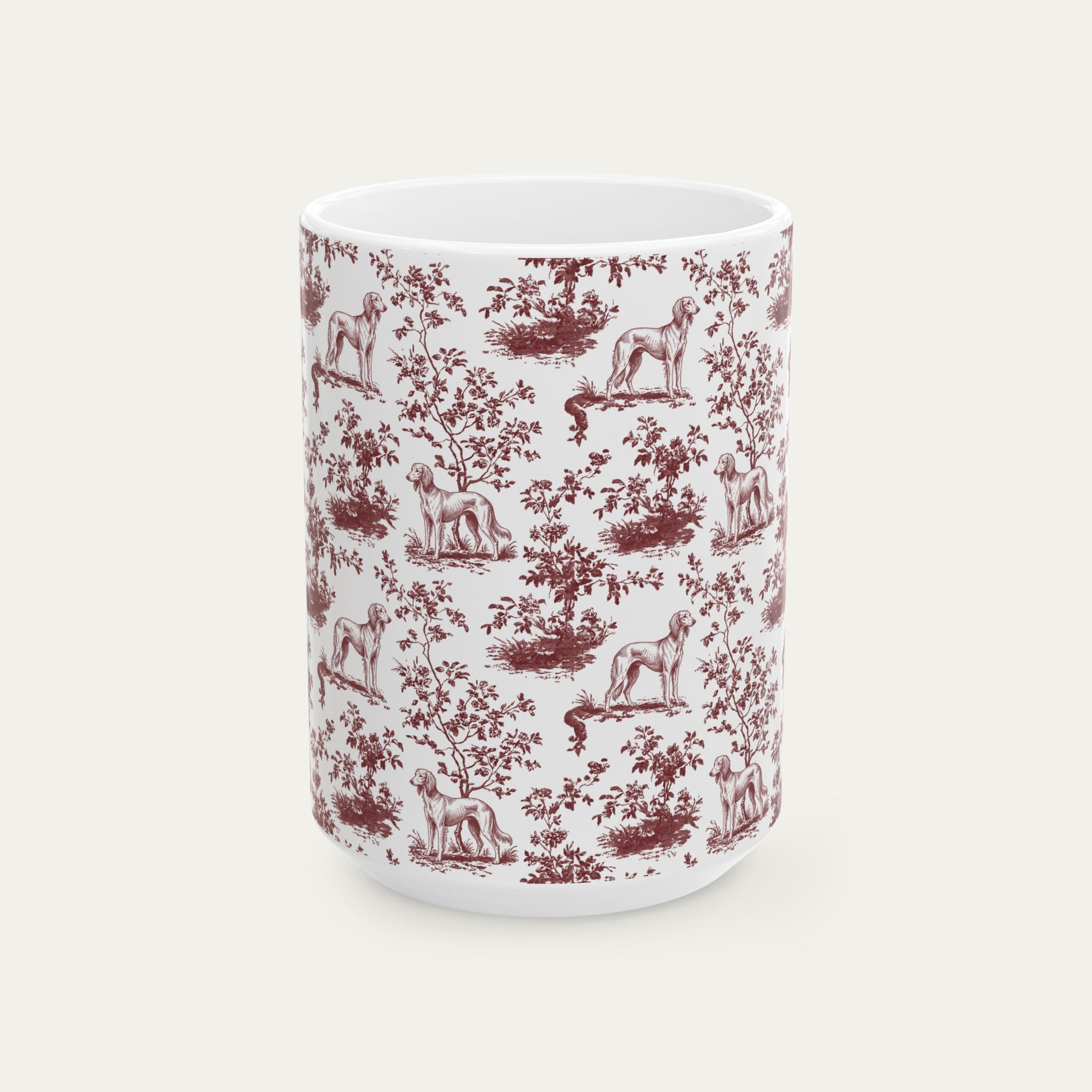 Saluki Burgundy Toile Mug