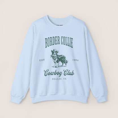 border collie Cowboy Club Sweatshirt - ash with green design