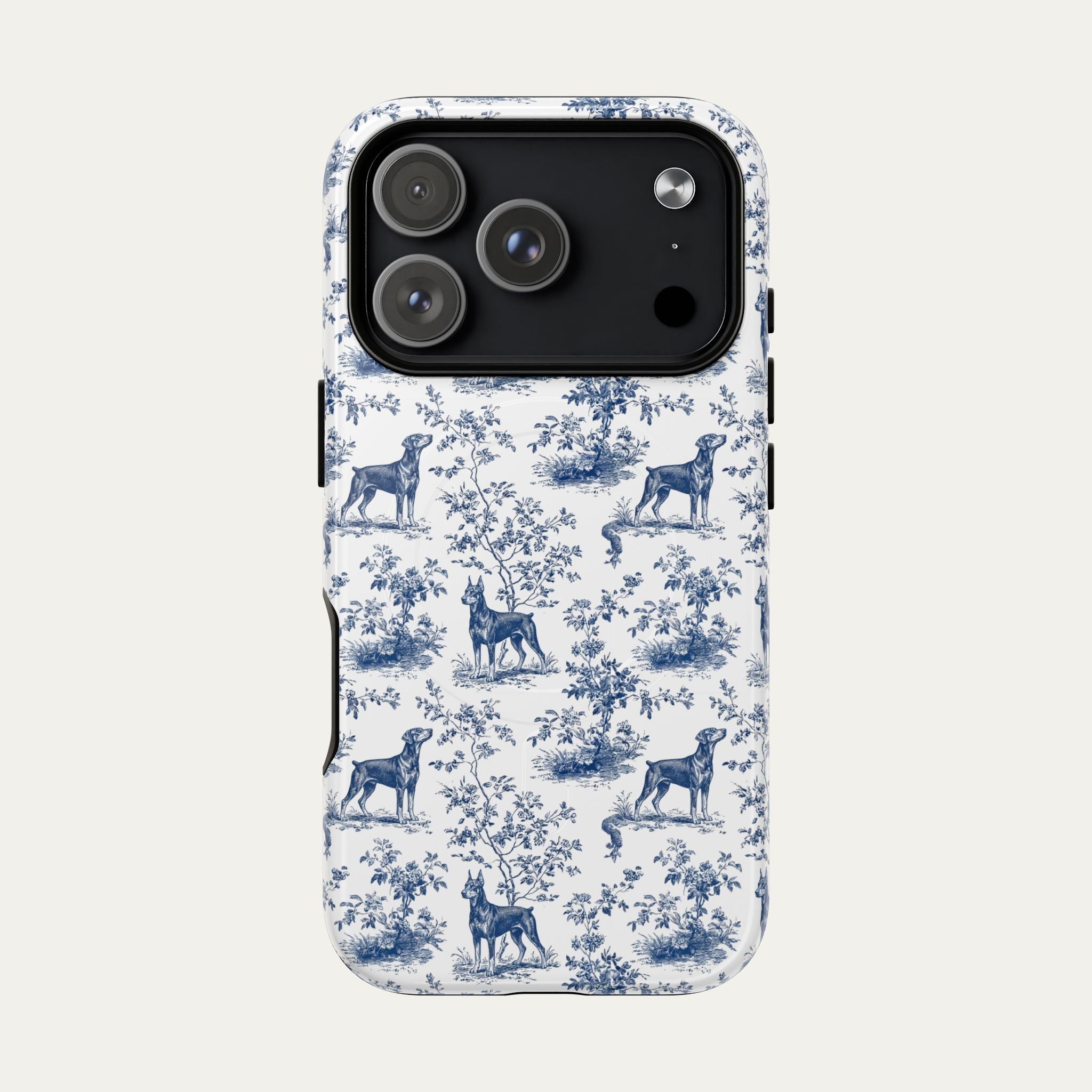 Doberman Blue Toile Phone case
