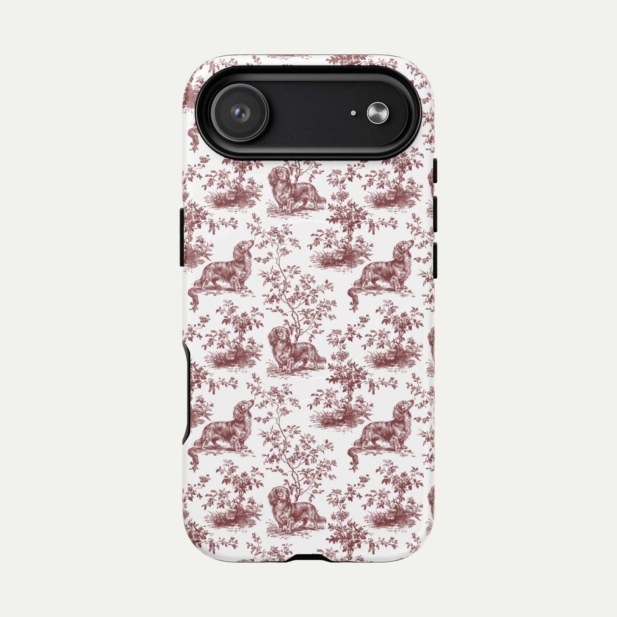 Dachshund Longhaired Burgundy Toile phone Case