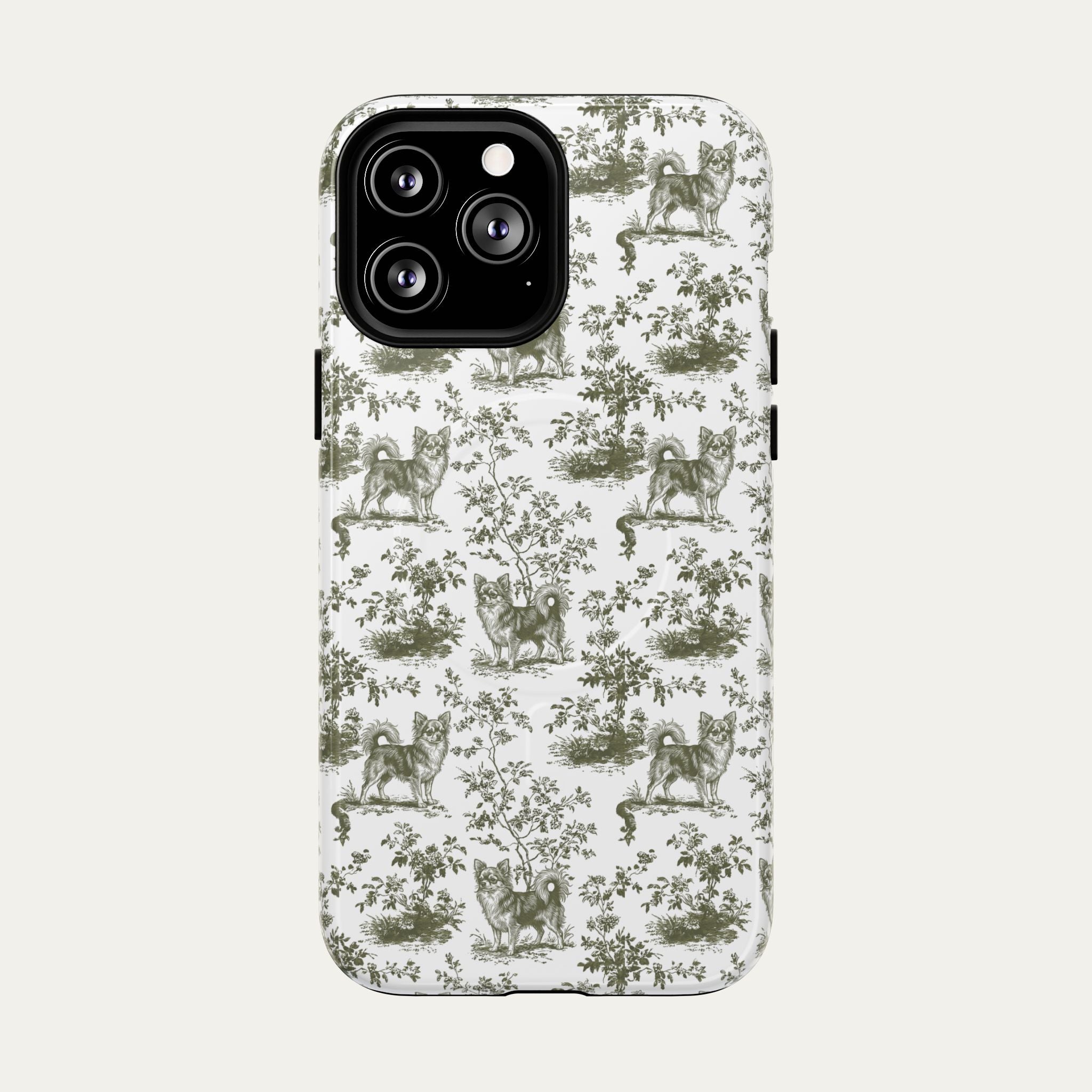 Chihuahua Longhaired Sage Green Toile phone Case
