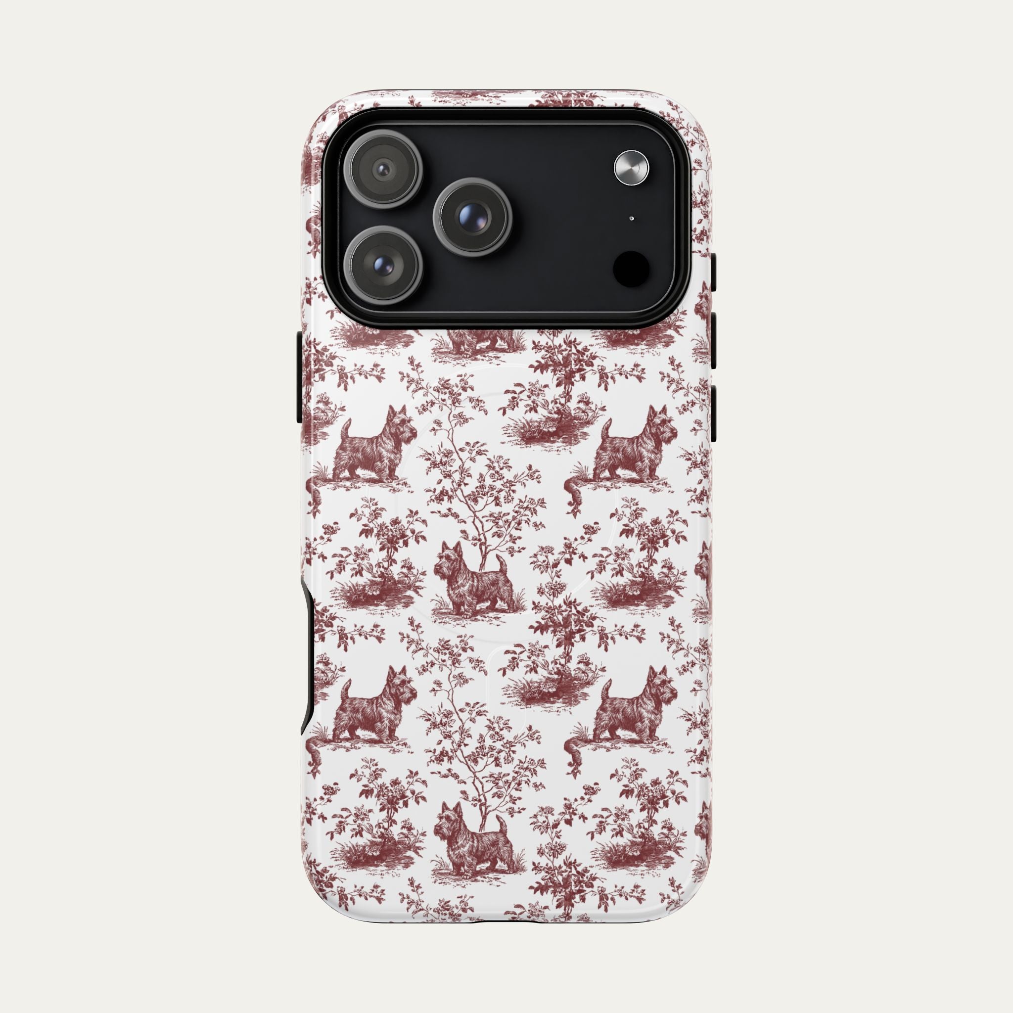 Scottish Terrier Burgundy Toile phone Case