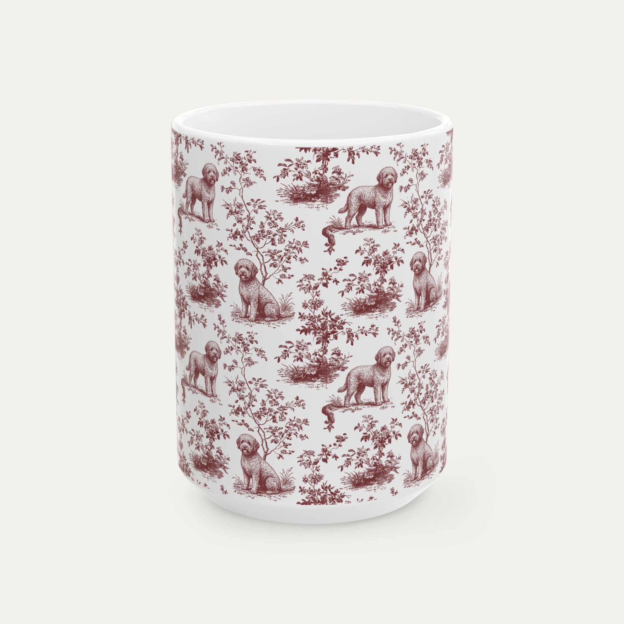 Spanish Water Dog Burgundy Toile Mug