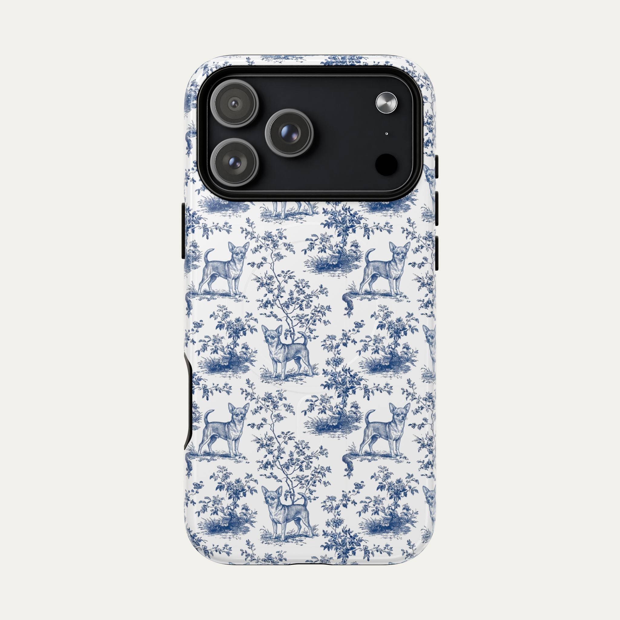 Chihuahua Shorthaired Blue Toile Phone case