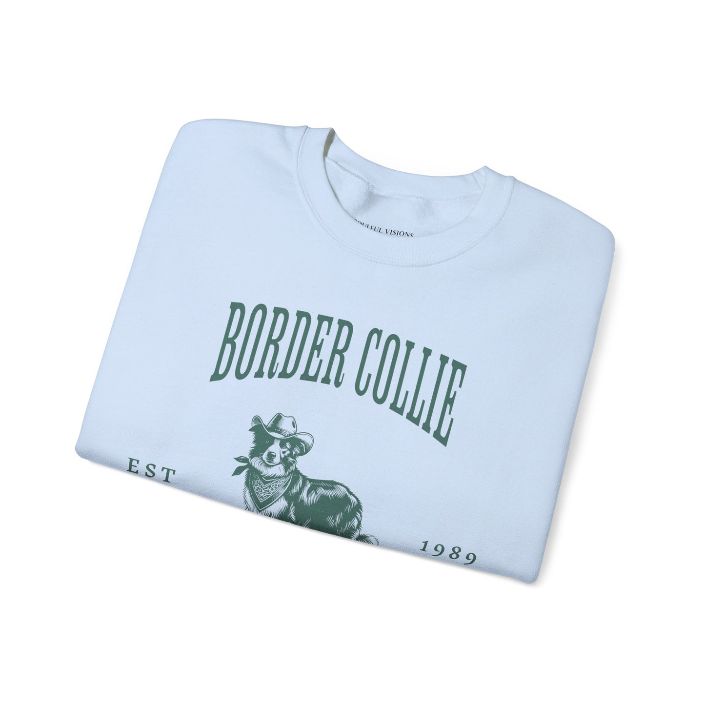 border collie Cowboy Club Sweatshirt - ash with green design