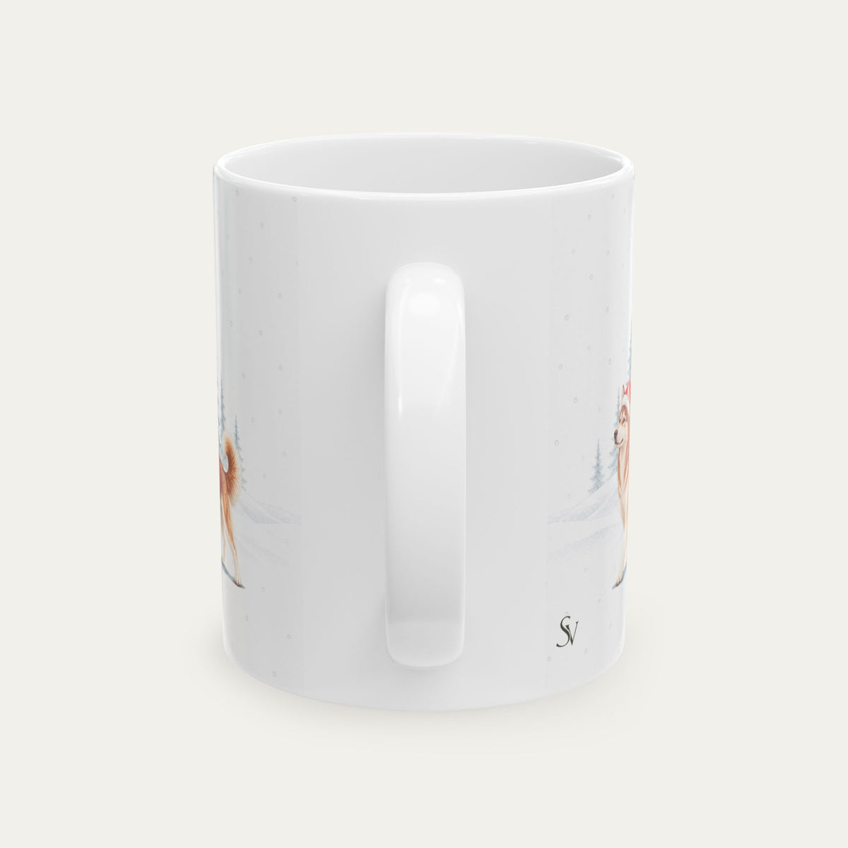 Custom Siberian Husky Red and White Christmas Santa Hat Mug