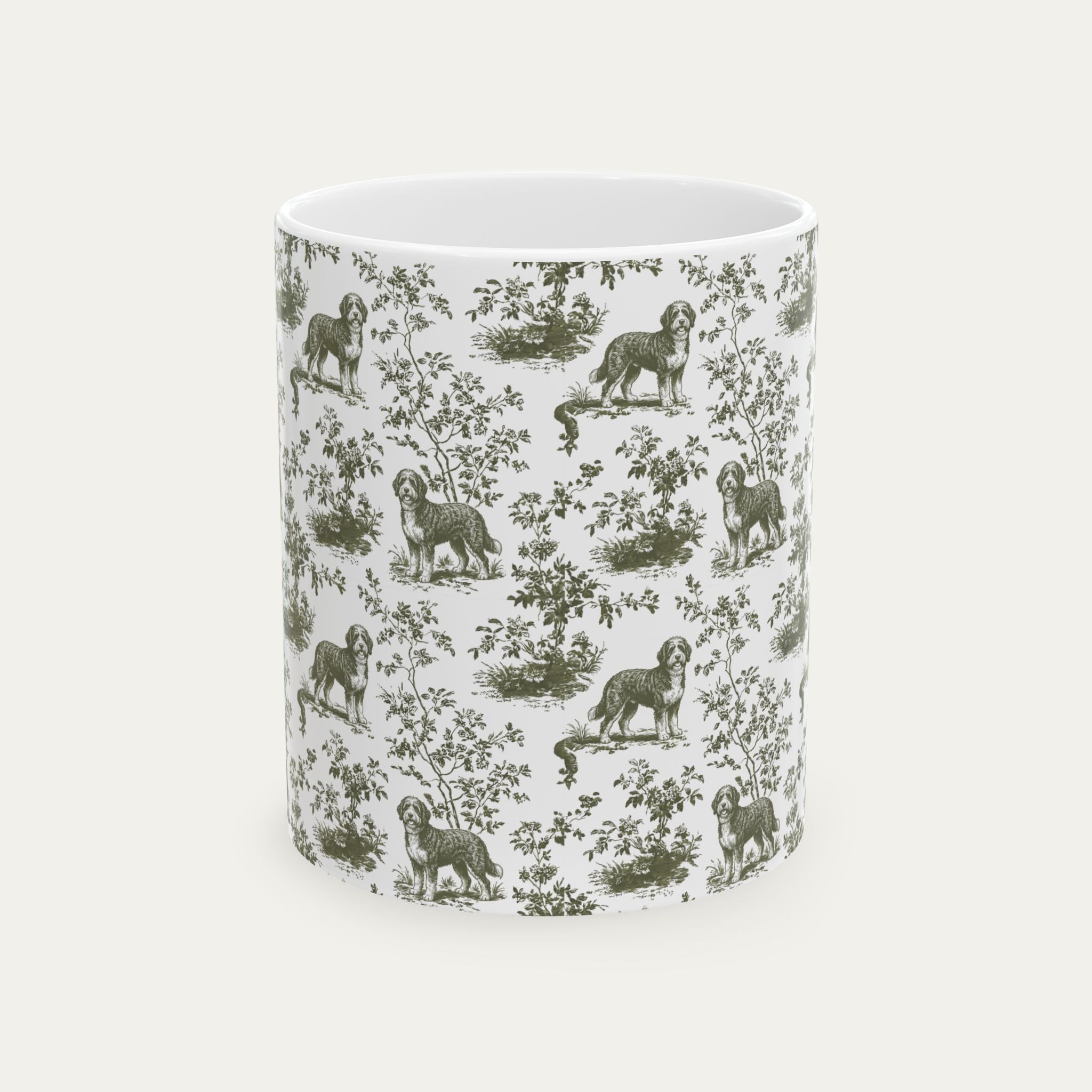 Bernedoodle Sage Green Toile Mug