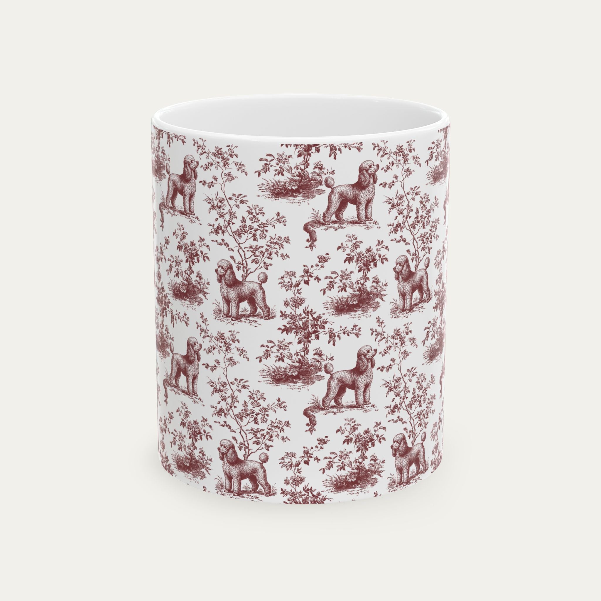 Poodle Burgundy Toile Mug