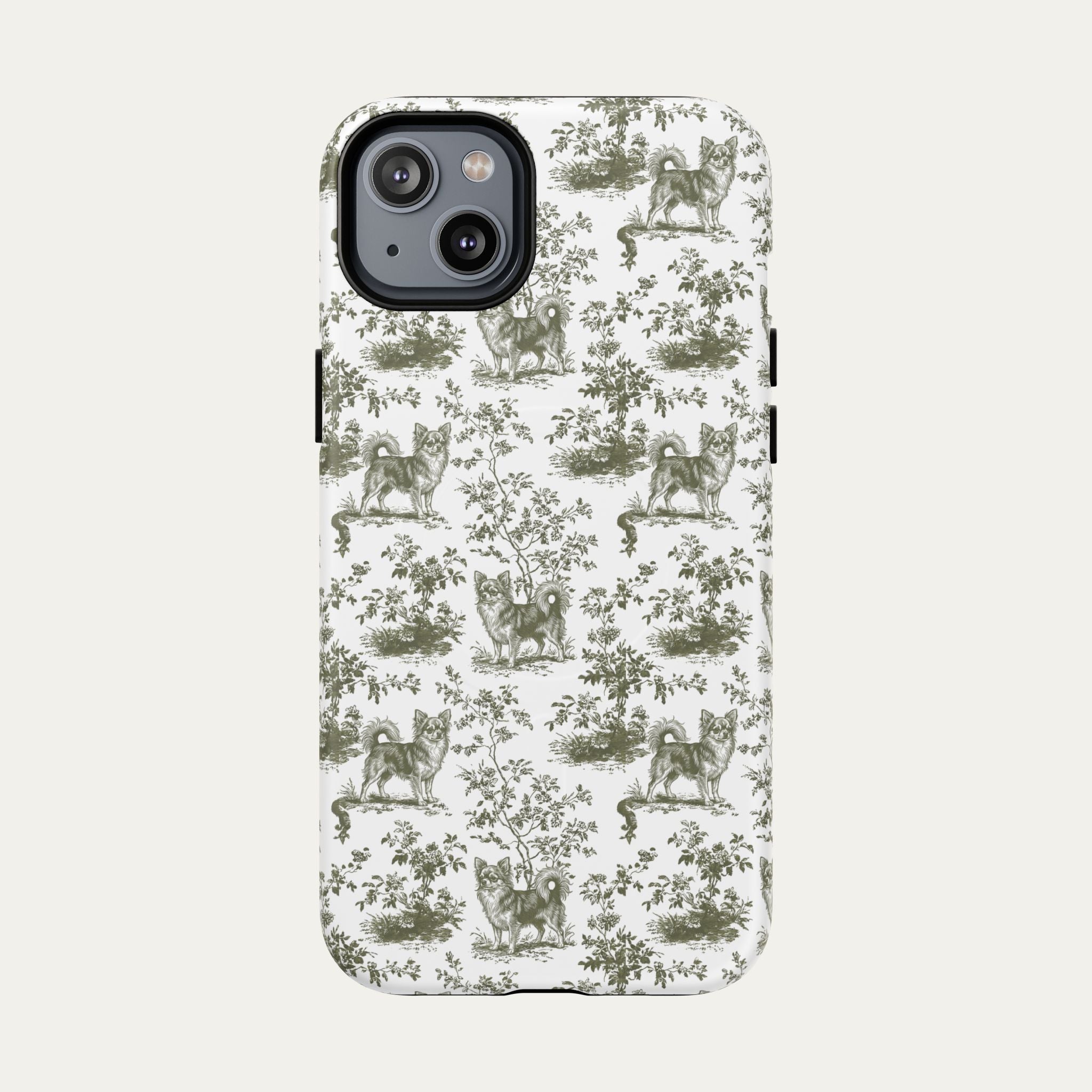 Chihuahua Longhaired Sage Green Toile phone Case