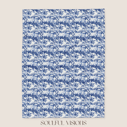 Pekignese French Toile De Jouy Blanket