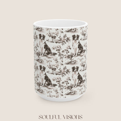 Border Collie Toile de Jouy Mug