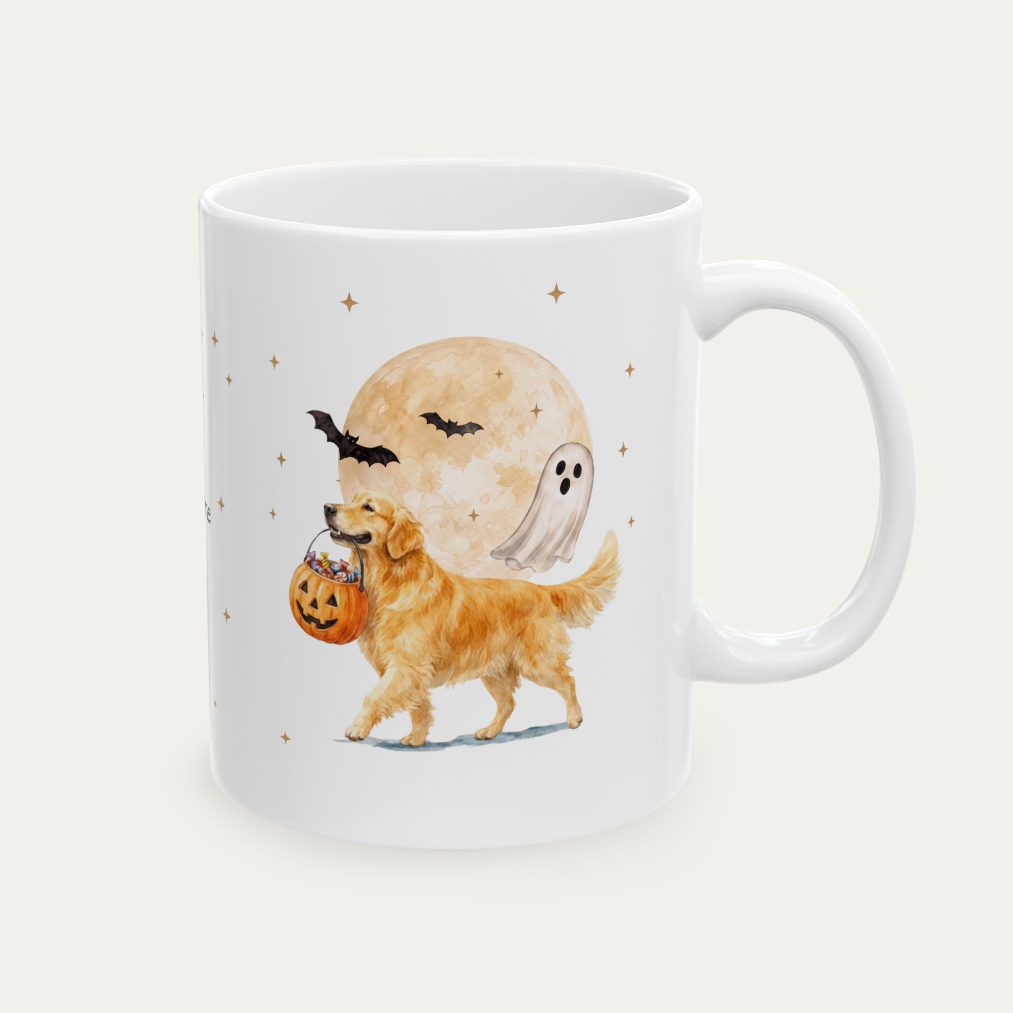 Custom Name Golden Retriever Halloween mug