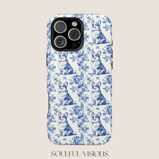 Corgi Toile De Jouy Magnetic Phone Case