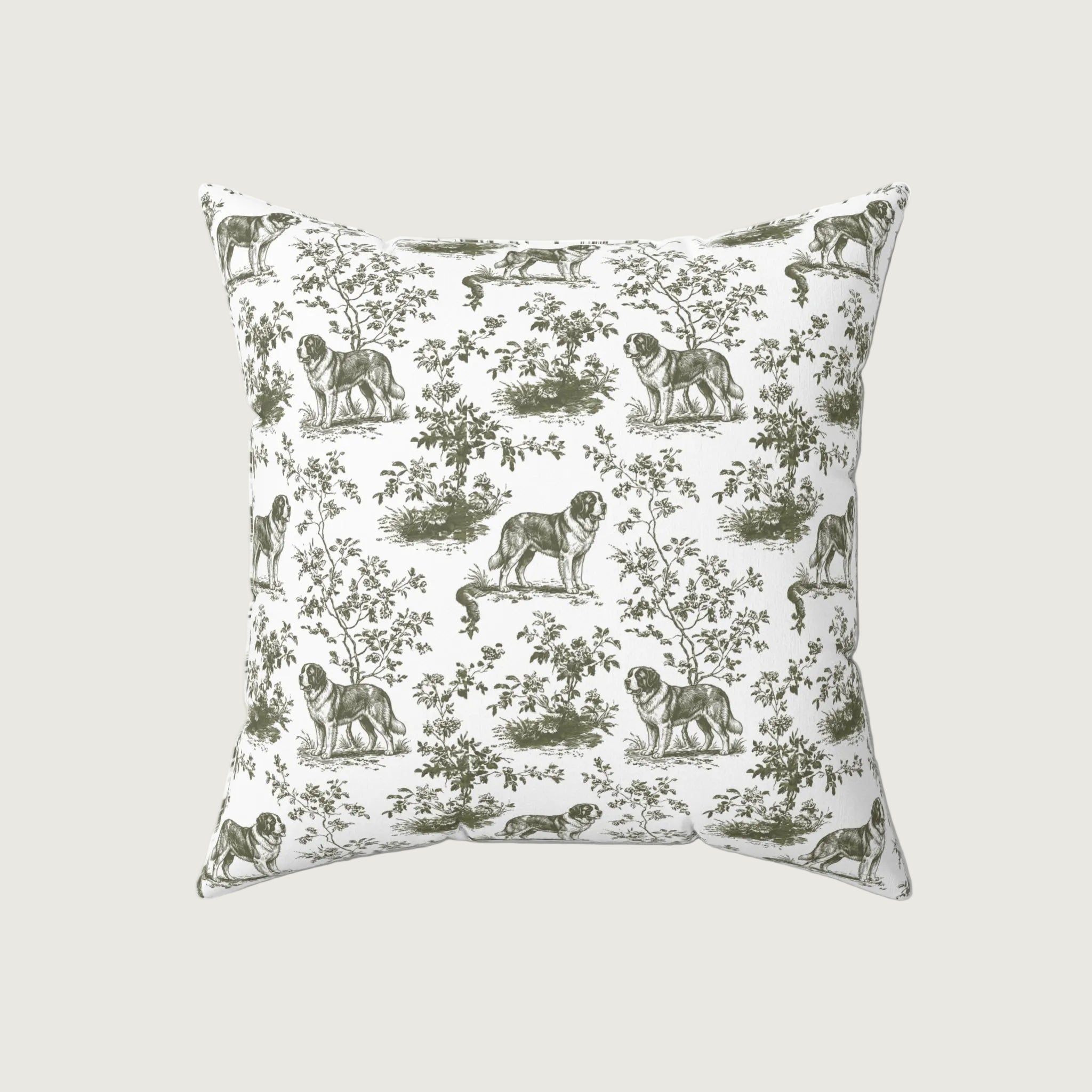 Dog Sage Green French Toile Pillow