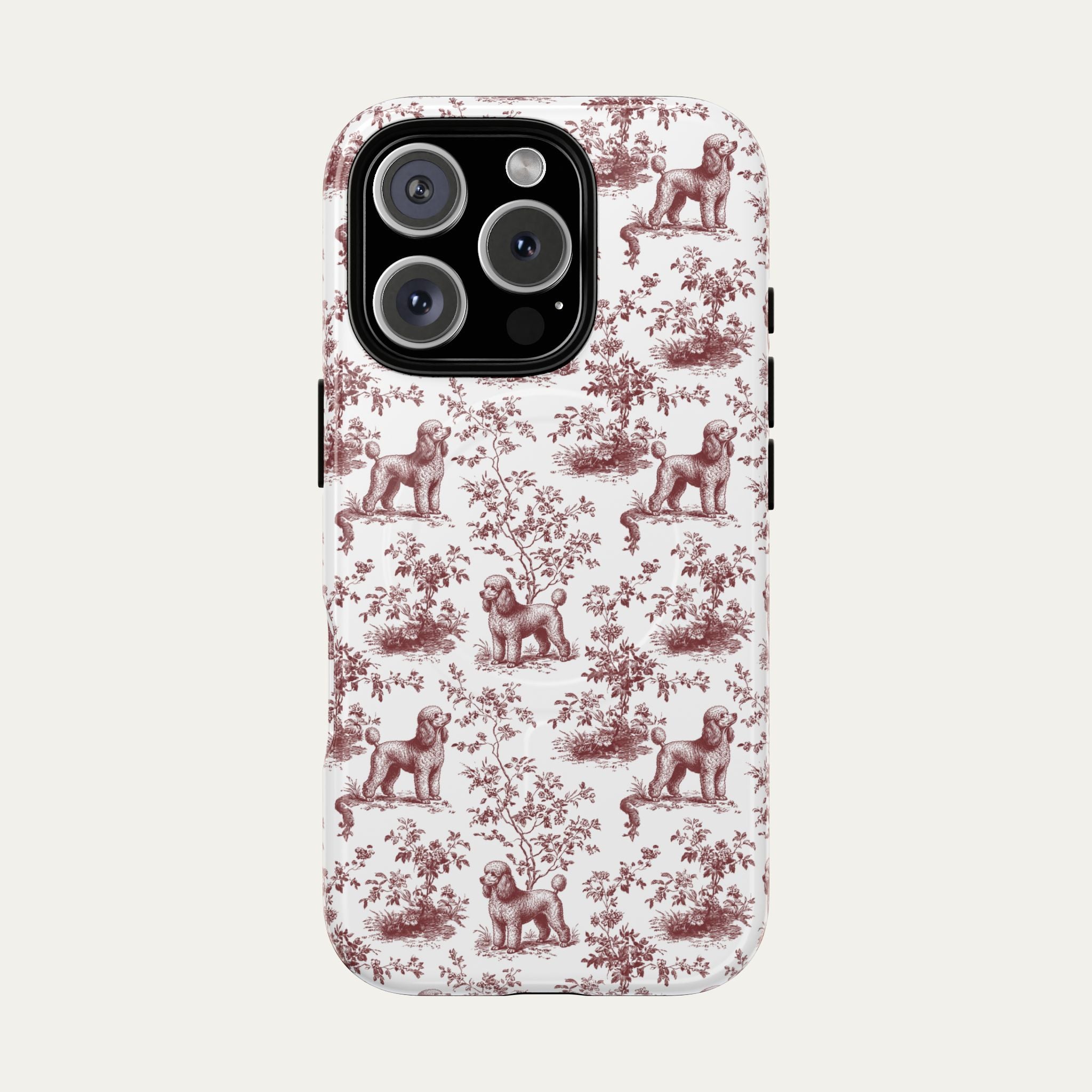 Poodle Burgundy Toile phone Case