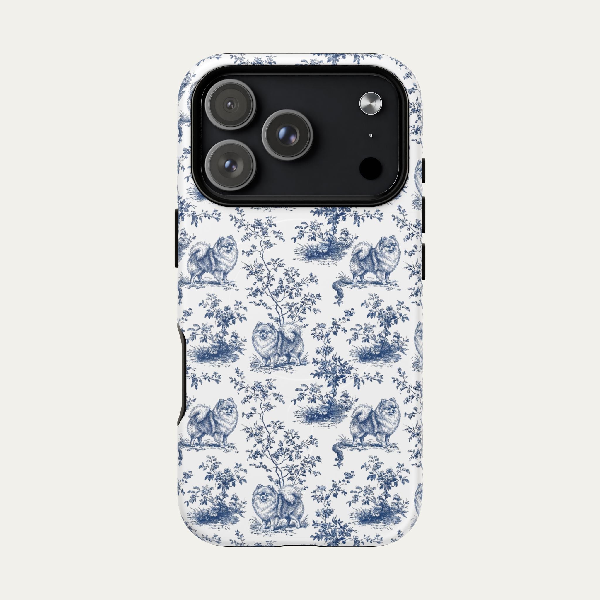 Pomeranian Blue Toile Phone case