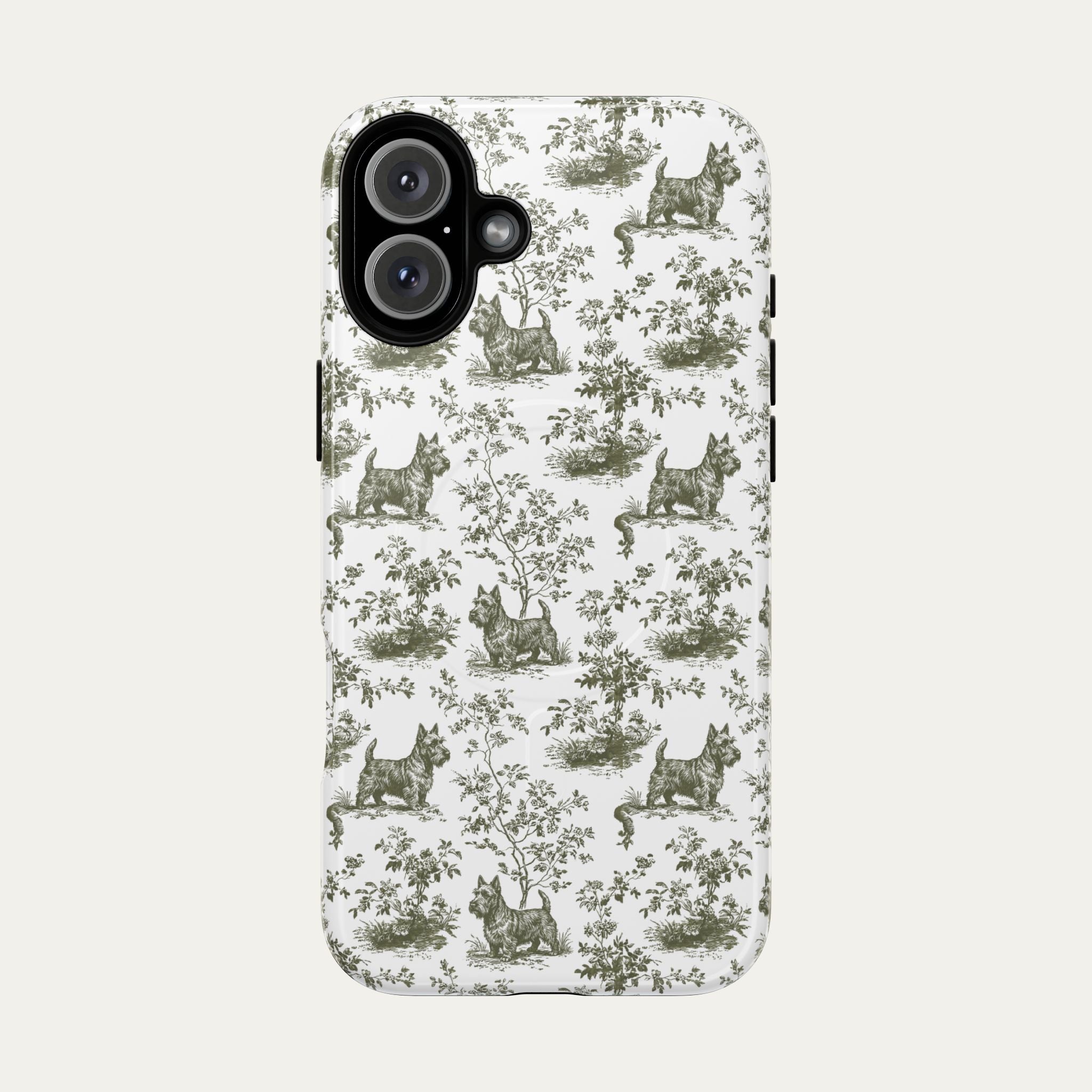 Scottish Terrier Sage Green Toile phone Case