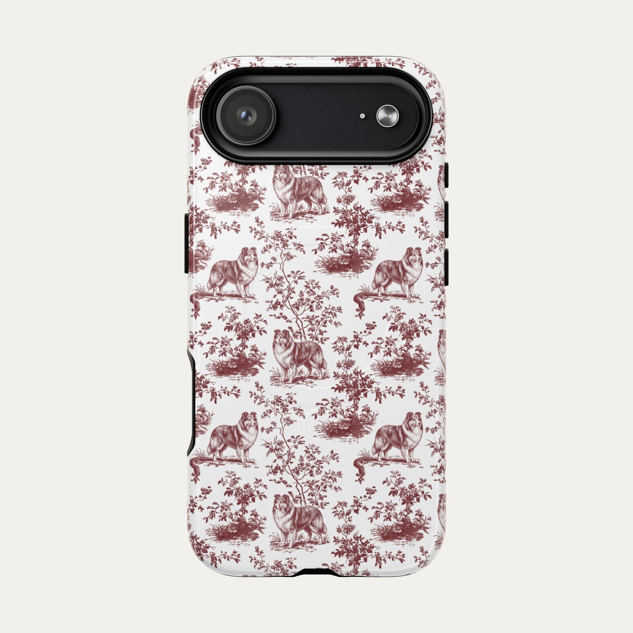 Shetland Sheepdog Burgundy Toile phone Case