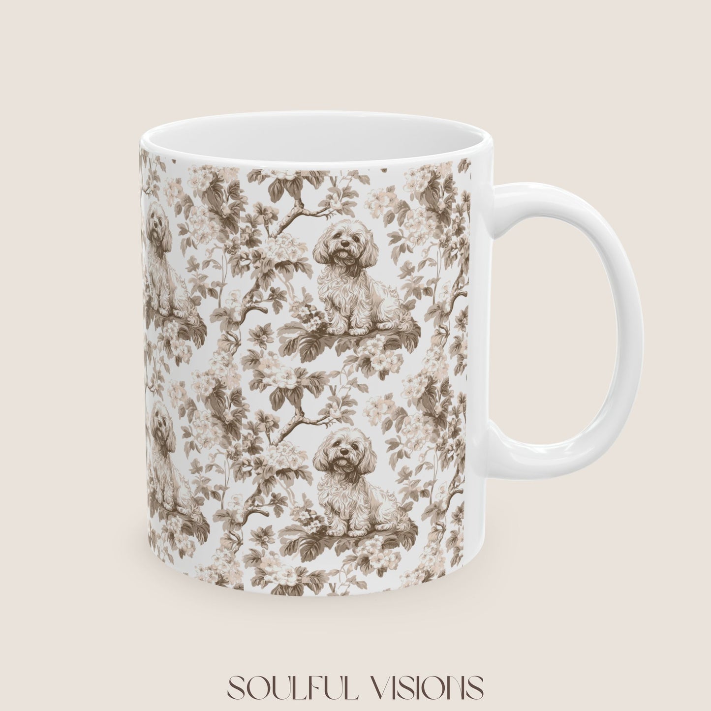 Cavapoo Toile De Jouy Mug