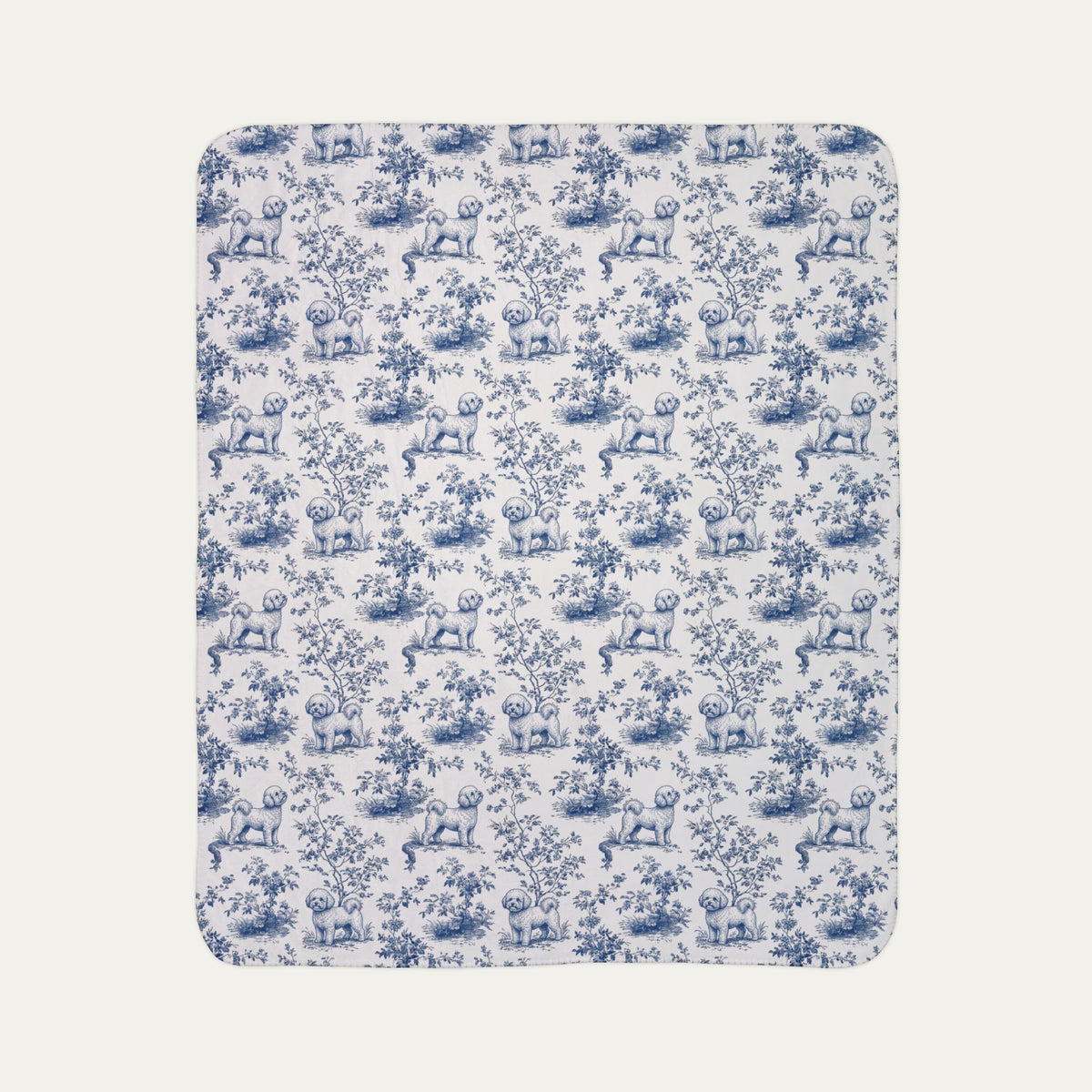 Bichon frise Toile De Jouy Fleece Blanket