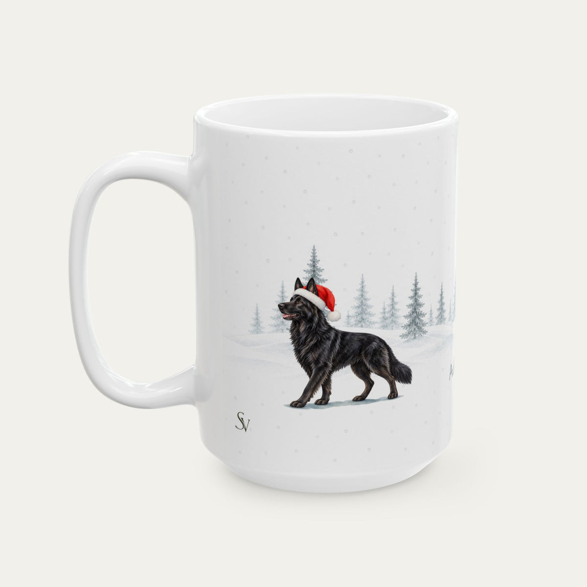 Custom German Shepherd Black  Christmas Santa Hat Mug