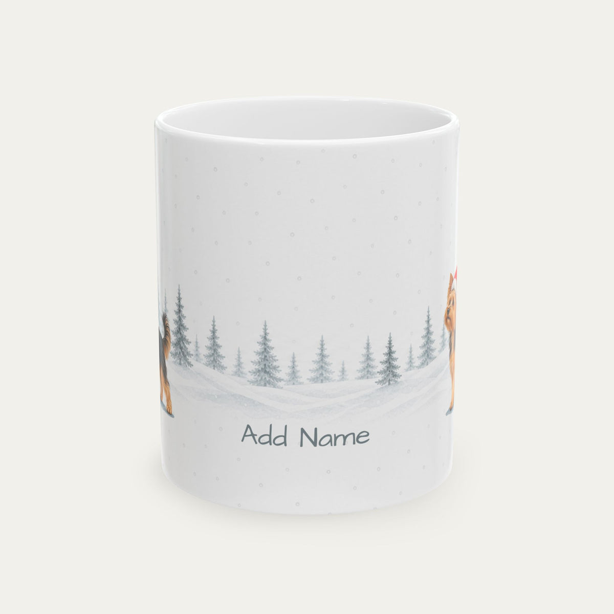 Custom Yorshire Terrier Black and Tan Christmas Santa Hat Mug