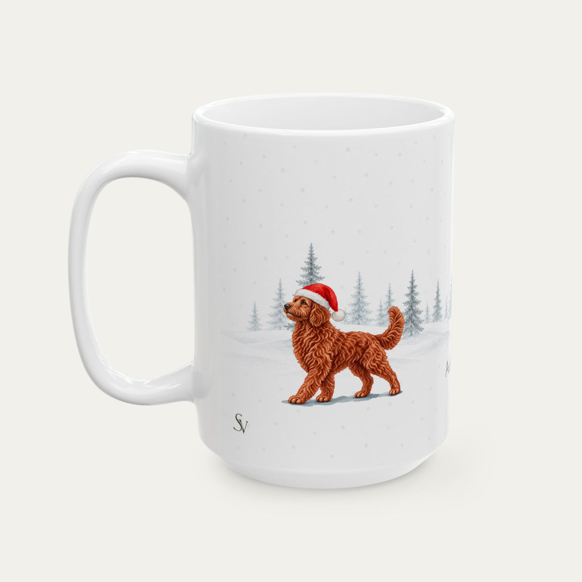 Custom Goldendoodle Red  Christmas Santa Hat Mug