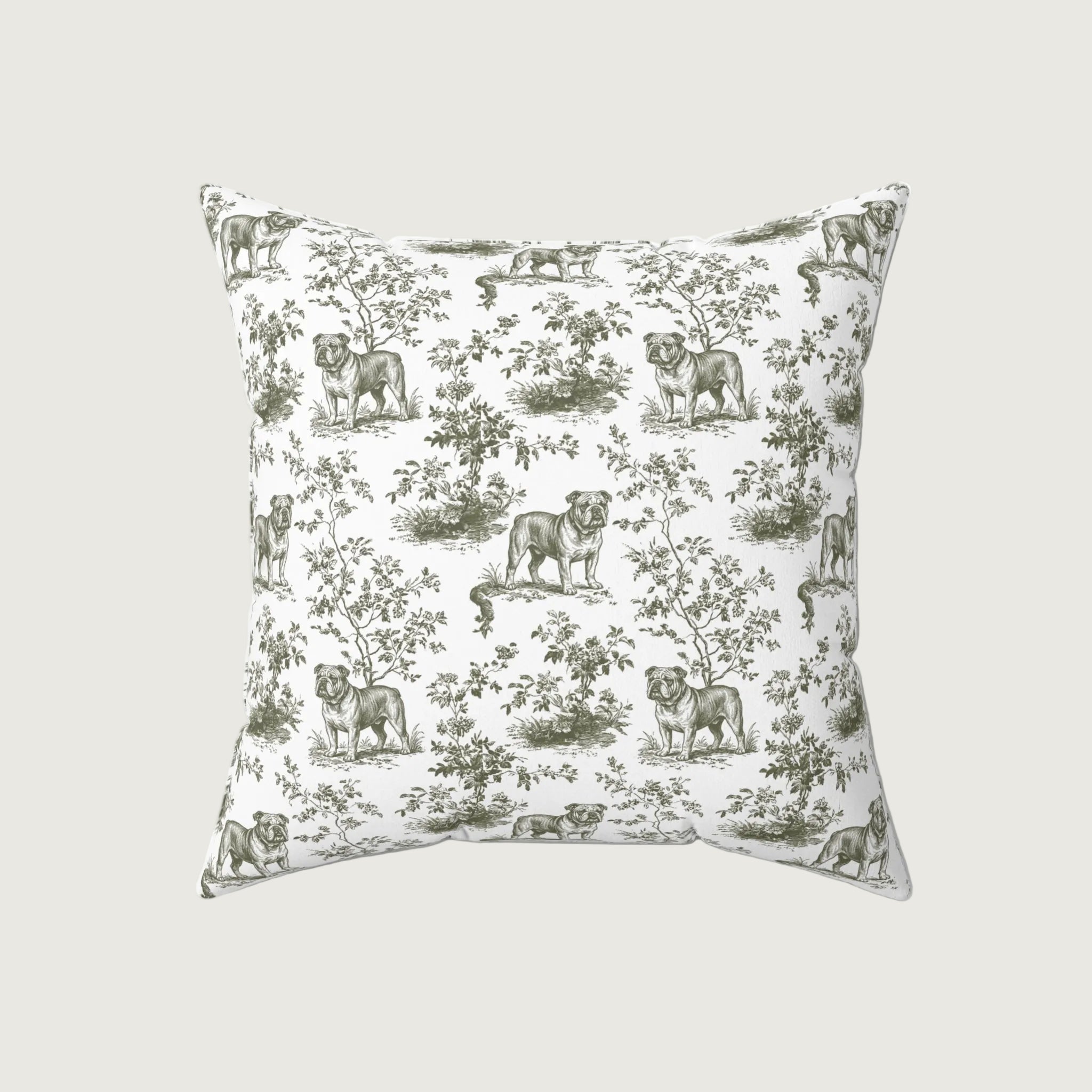 Dog Sage Green French Toile Pillow